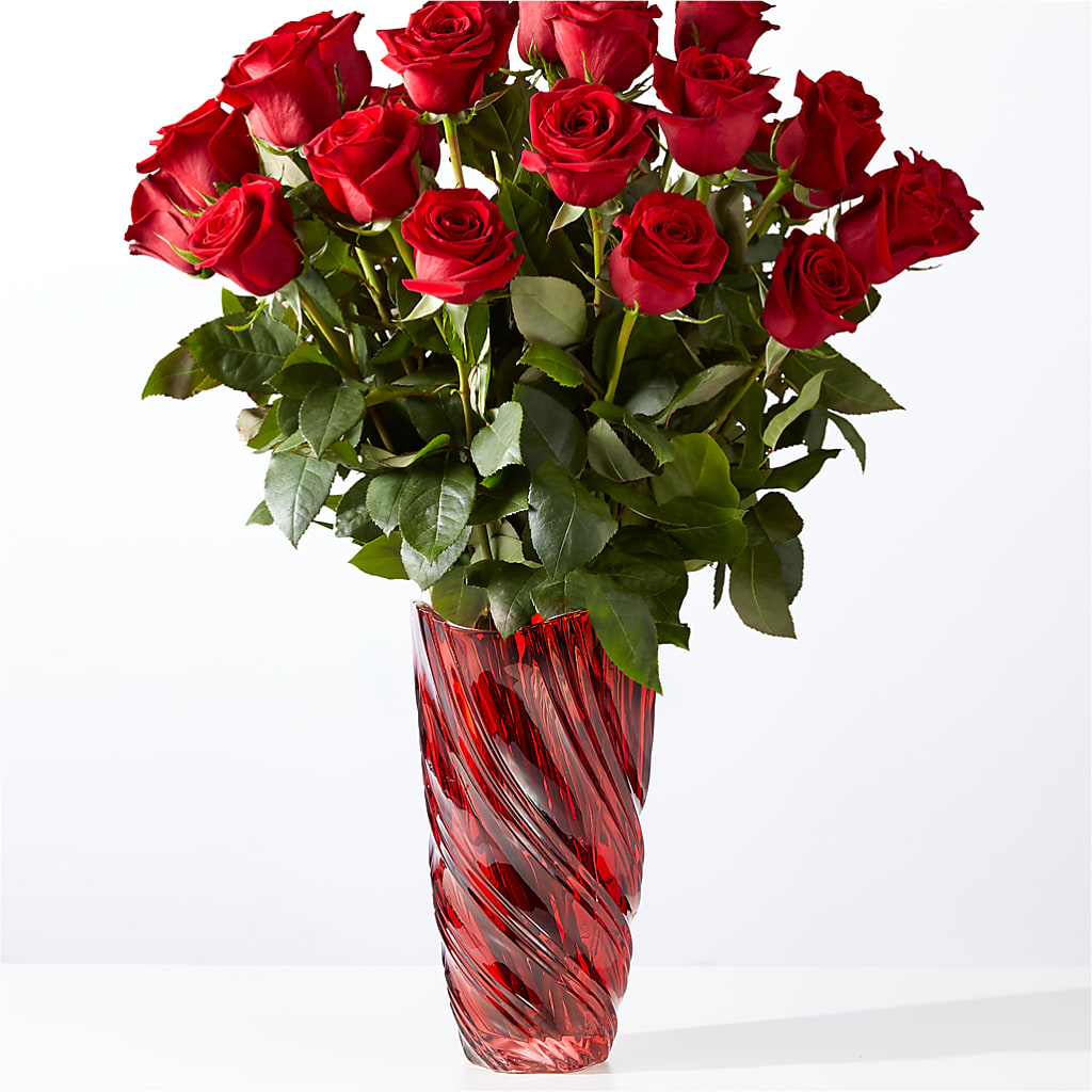 Classic Love Red Rose Bouquet with Luxe Swirl Vase – FLOWER HOUSE PLANTS & BLOOMS, Willowick OH