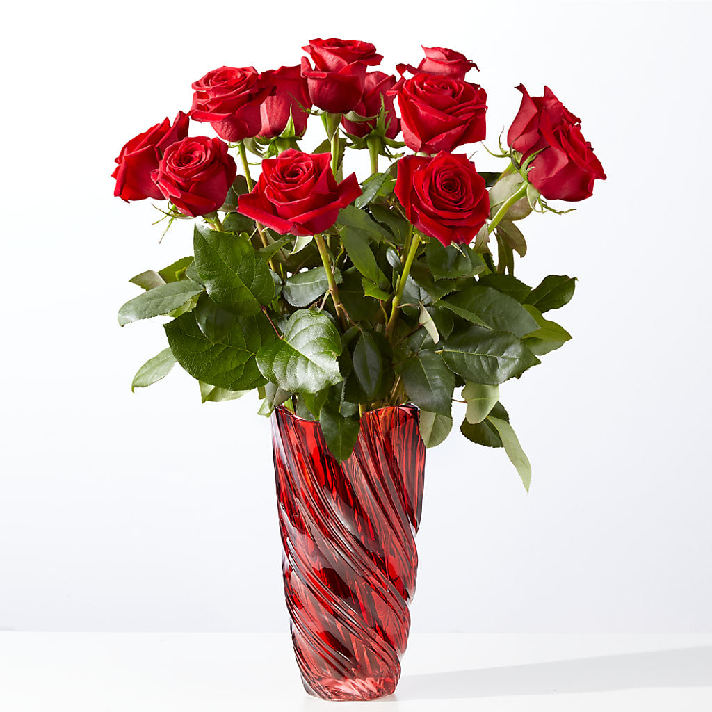 Classic Love Red Rose Bouquet with Luxe Swirl Vase – FLOWER HOUSE PLANTS & BLOOMS, Willowick OH