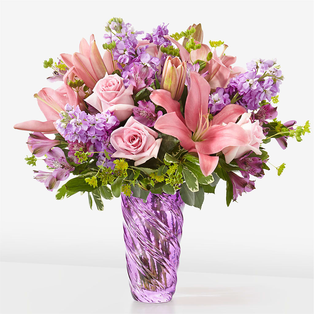Precious Petals Bouquet with Luxe Swirl Vase – FLOWER HOUSE PLANTS & BLOOMS, Willowick OH