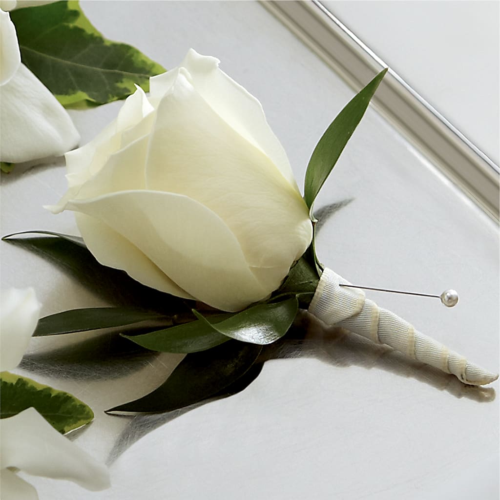 White Rose Boutonniere – FLOWER HOUSE PLANTS & BLOOMS, Willowick OH