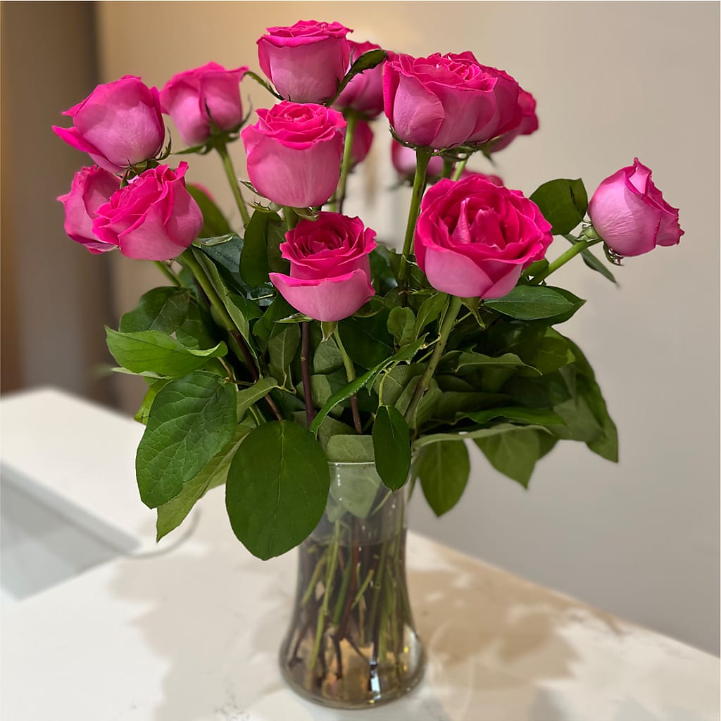 Long Stem Pink Rose Bouquet – FLOWER HOUSE PLANTS & BLOOMS, Willowick OH