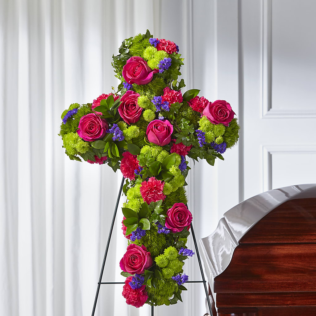 Tribute Rose Floral Cross – FLOWER HOUSE PLANTS & BLOOMS, Willowick OH
