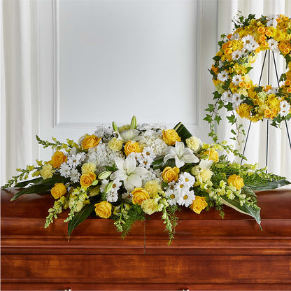 Golden Harmony Casket Spray – FLOWER HOUSE PLANTS & BLOOMS, Willowick OH