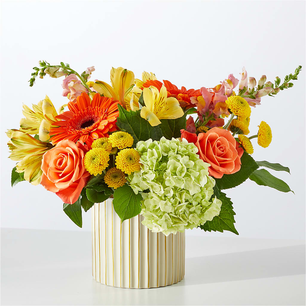 Autumn Sunshine Bouquet with Ivory Vase – FLOWER HOUSE PLANTS & BLOOMS, Willowick OH