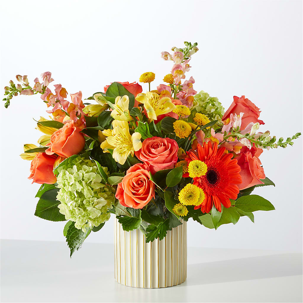 Autumn Sunshine Bouquet with Ivory Vase – FLOWER HOUSE PLANTS & BLOOMS, Willowick OH
