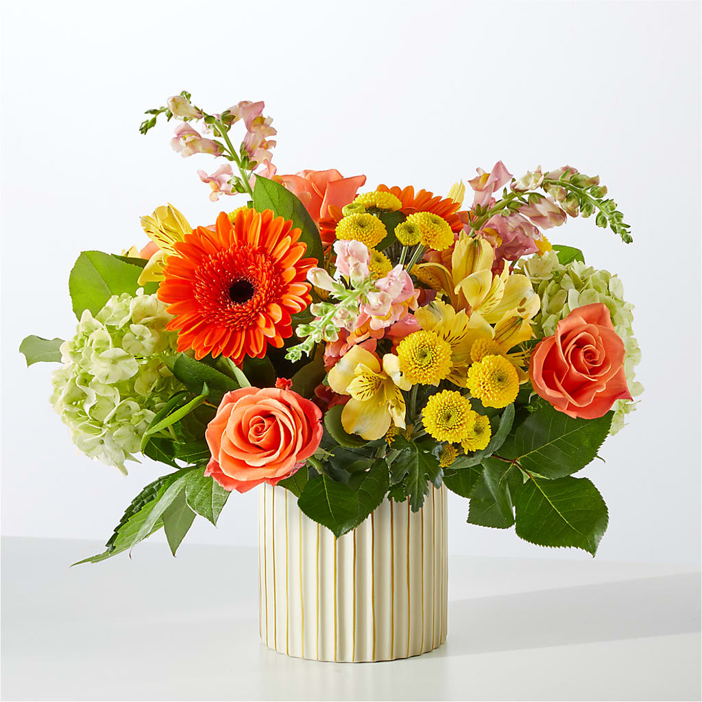 Autumn Sunshine Bouquet with Ivory Vase – FLOWER HOUSE PLANTS & BLOOMS, Willowick OH