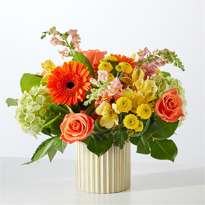 Autumn Sunshine Bouquet with Ivory Vase – FLOWER HOUSE PLANTS & BLOOMS, Willowick OH