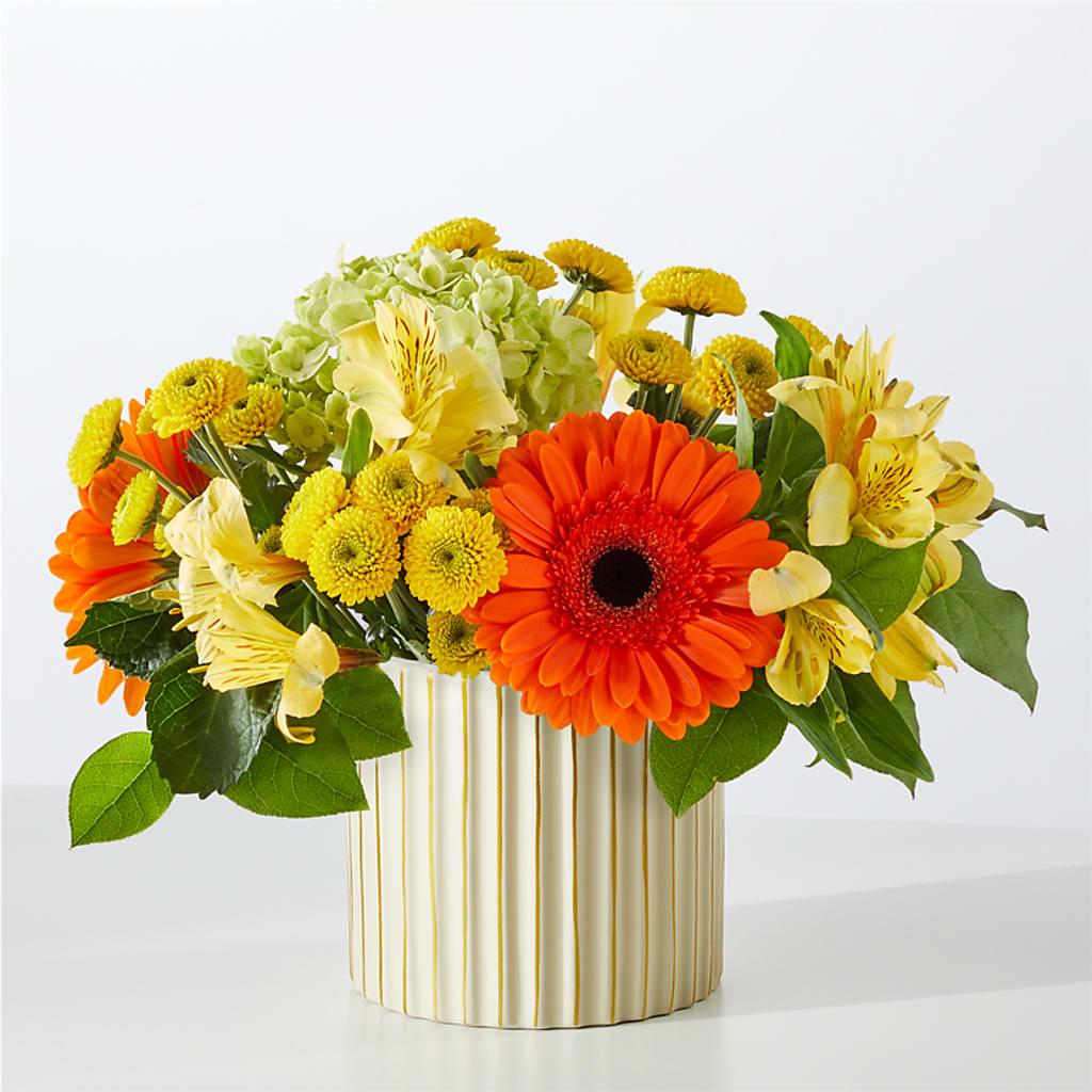 Autumn Sunshine Bouquet with Ivory Vase – FLOWER HOUSE PLANTS & BLOOMS, Willowick OH